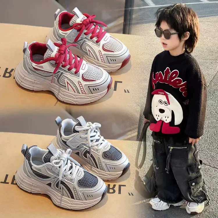 Детские спортивные кроссовки, обувь для мальчиков, весна-осень 2025, повседневные кроссовки для детей постарше, кроссовки для девочек в стиле «dad shoes», дышащие весенние
