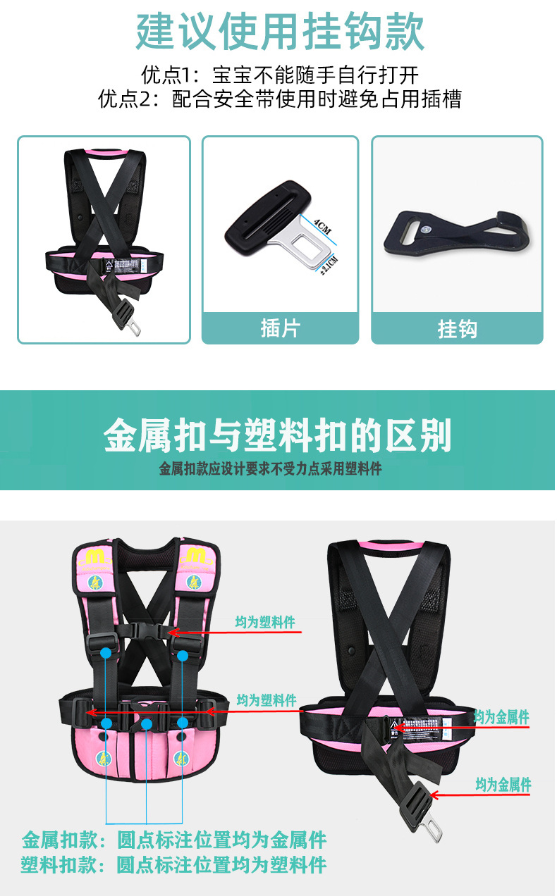 Multifunctional Airplane and Bus Seat Universal Safety Vest Car Accessories Travel Essential Child Safety Belt