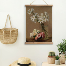 美式复古花卉艺术油画客厅遮挡装饰布艺挂画卧室背景布挂布