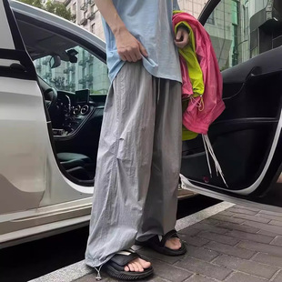 Dopamine Paratrooper Pants Men's Summer American High Street Loose Straight-Leg Thin Quick-Drying Ice Silk Wide-Leg Casual Pants