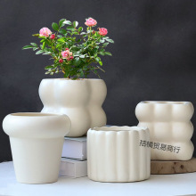 陶瓷花盆北欧家用白色风轻奢创意奶油风蝴蝶兰多肉盆包邮