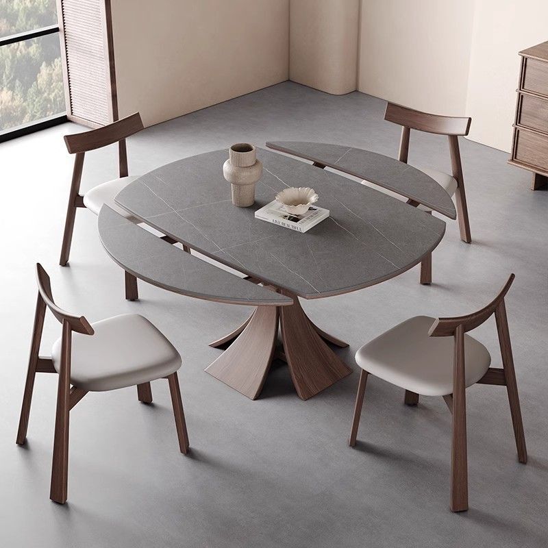 high quality Design Solid Wood Telescopic Dining Table Light Luxury Modern Simple Household Small Apartment Italian Style Style Dining Table