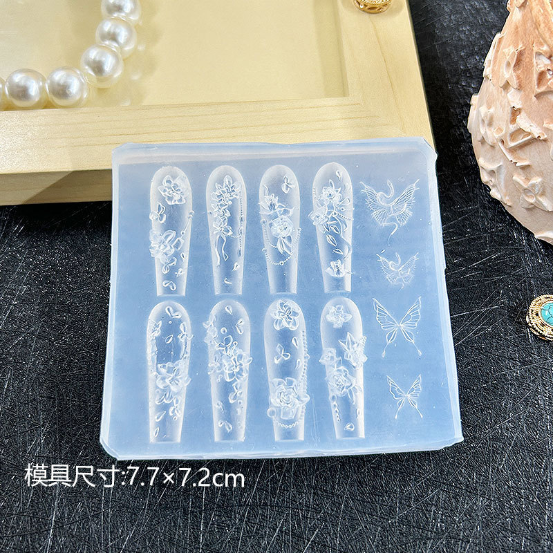 多款繁花花卉美甲装饰DIY高透模具滴胶雕花胶装饰模彩带铃兰花模|undefined
