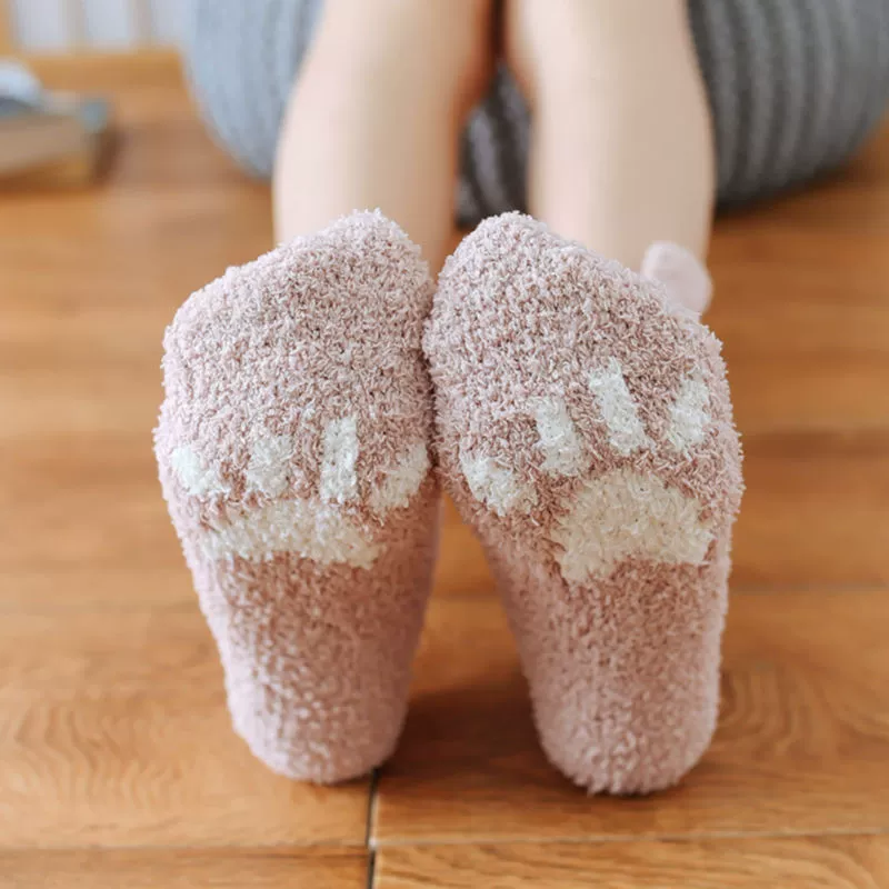 Cute velvet coral fleece keep warm socks, increased thickness