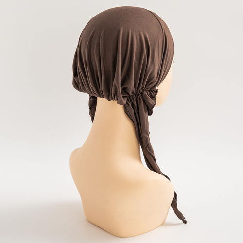 New Multicolor Head Scarf Hat Curved Hat Solid Color Head Scarf Hat Muslim Women Hat Long Tail Hat Fashion Head Cover for Women