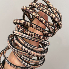 Leopard print grid flat rubber band hair tie for women, headband for tying ponytails, Korean 2021 new style, simple and elegant