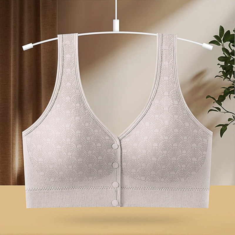 La ropa interior de la madre con hebilla frontal se reúne sin anillo de acero, sujetador tipo chaleco de pecho, sujetador de lactancia para mujeres de mediana edad y ancianas