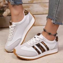 跨境春秋新款休闲鞋平底皮面透气舒适阿甘鞋纯色欧美时尚跑步鞋女