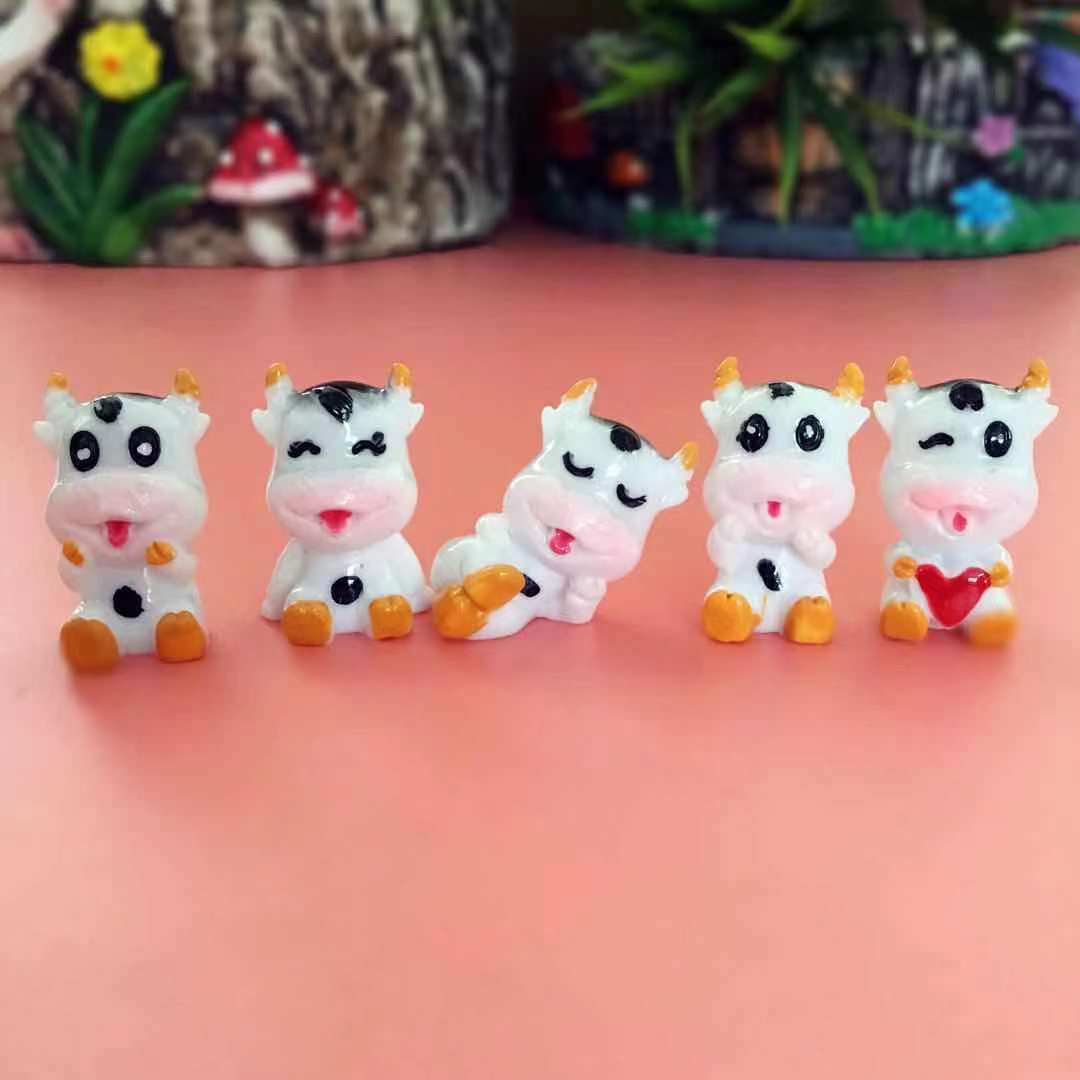 新款牛牛一家创意摆件苔藓微景观造景装饰品可爱小牛玩偶|ms