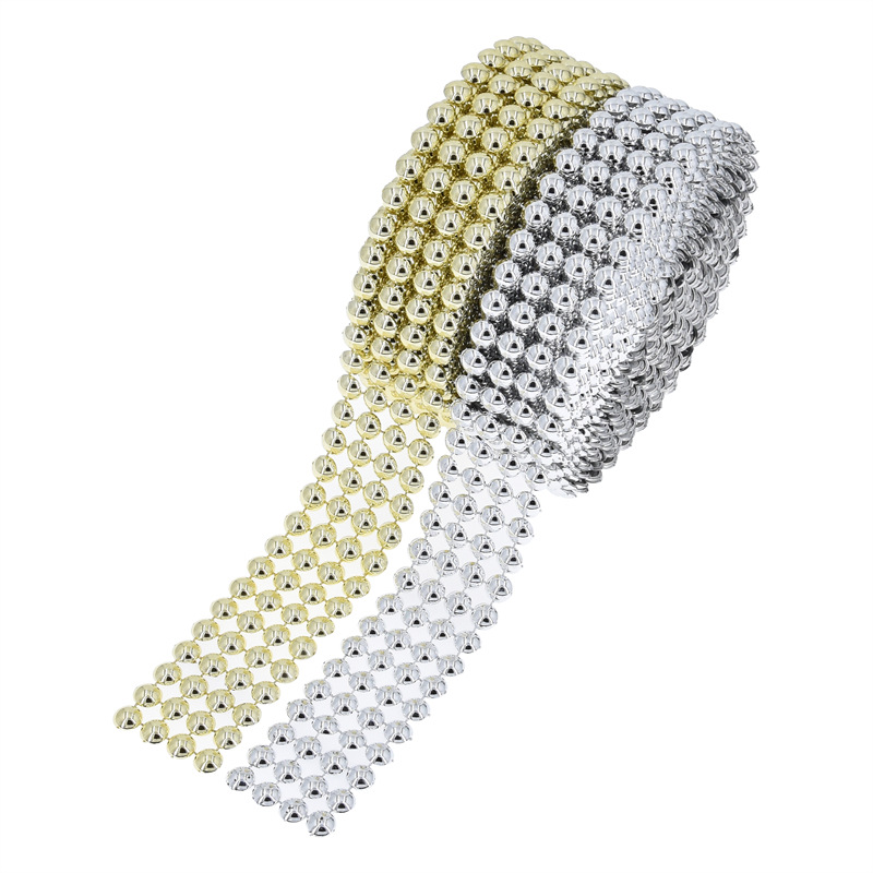 Amazon transfronterizo nuevo 4 filas galvanoplastia semicírculo fila diamante escena diseño mesa de comedor decoración hueco malla de plástico diamante 5 yardas