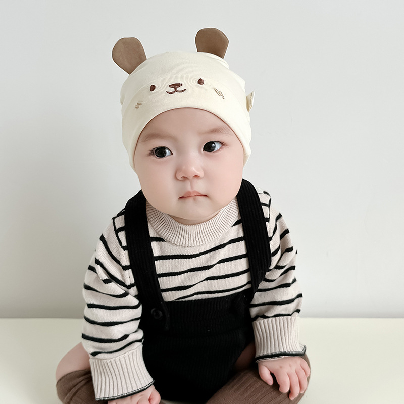 Bebés pequeños bonitos osos orejas sombreros recién nacidos 0 - 6 meses bebés varones otoño gorras delgadas para oídos de bebé