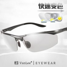 新款偏光感光变色偏光太阳镜UV400墨镜方形防紫外线运动潮流墨镜1