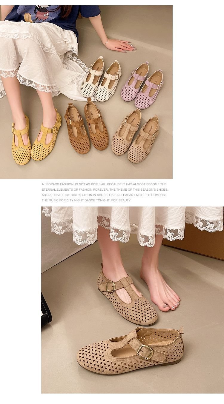 French-style Mary Jane For Women, 2026 Summer Collection, Round Toe, Shallow Cut, Hollowed-out, Breathable, Comfortable,_vogvips.com