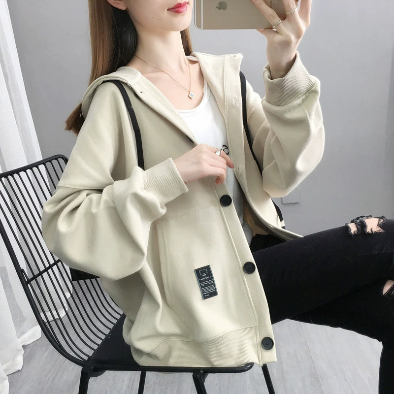Autumn fashionable thin cardigan, sweatshirt, Korean style, oversize