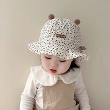 婴儿帽子春秋薄款可调节小月龄女宝宝渔夫帽男童遮阳防晒可爱盆帽
