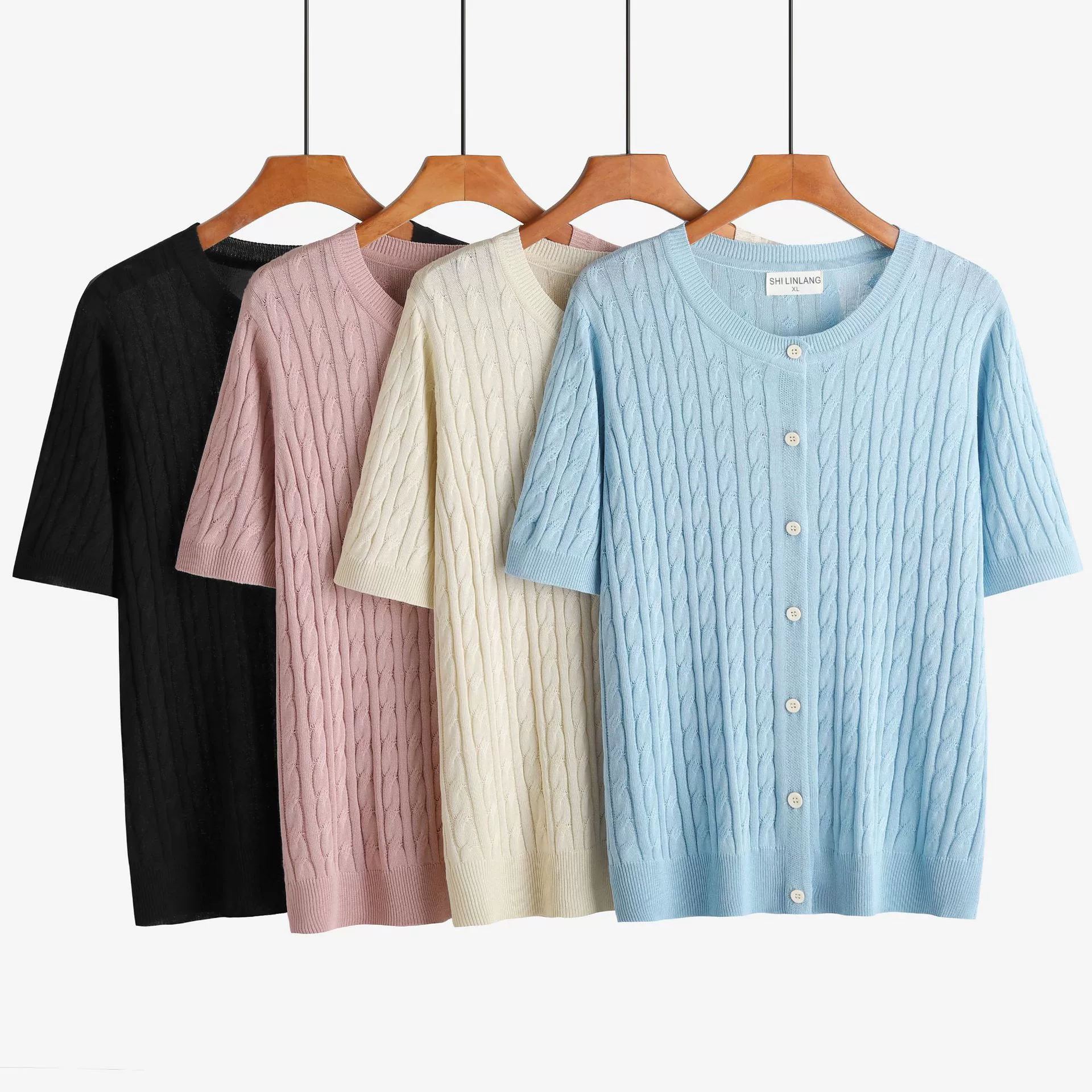 Европейские и американские летние новые стильные трикотажные топы больших размеров с короткими рукавами, витой ретро-кардиган, одежда для полных женщин 100kg