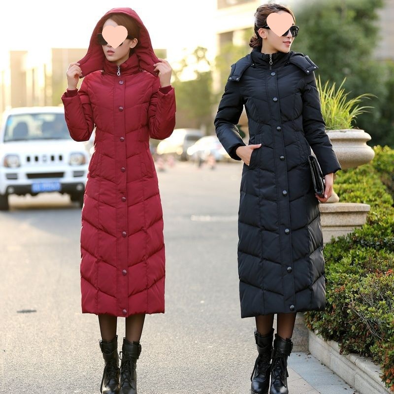 Long down Jacket for Women, Extra Long over the Knee, New Thickened Large Size Jacket, Fashionable Slim Duck down Warm Winter Clothing
