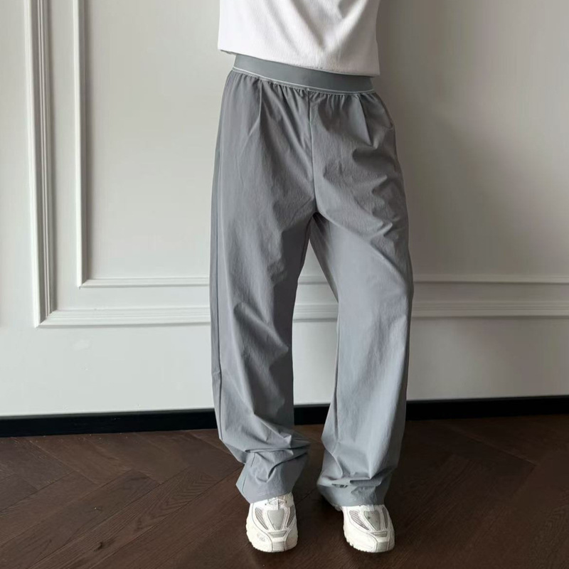 Spring and Summer "Alo Pants" Lightweight Elastic Nylon Breathable Cool Straight Loose Pleated Pants Casual Pants