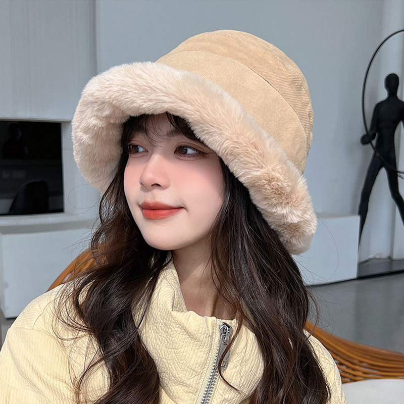 毛绒帽子女秋冬纯色加厚保暖护耳堆堆帽女宽松甜美包头帽显脸小|undefined
