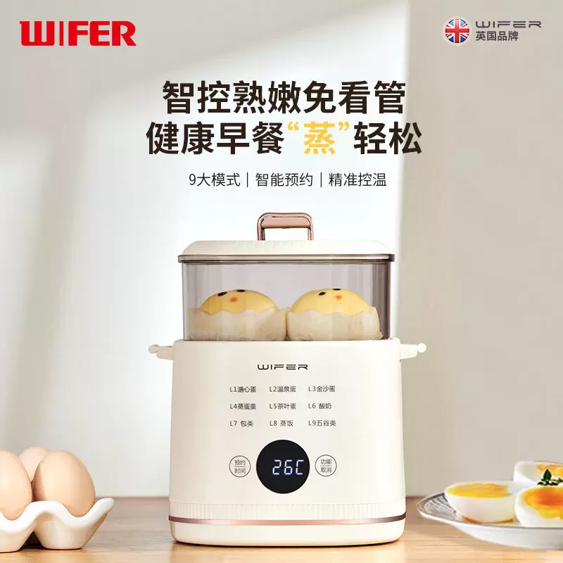 好夫人家用煮蛋器智能蒸蛋机迷你多功能早餐机可预约代发跨境定制