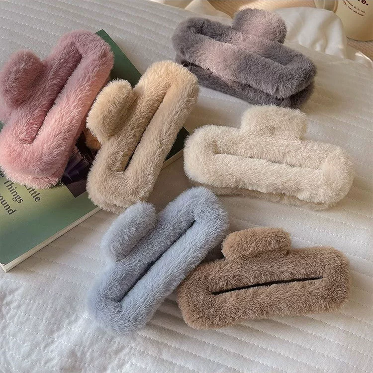 Плюшевая заколка-краб, корейский стиль, искусственный мех, длина 8–14 см