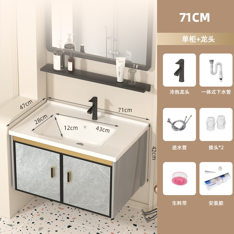 Baño de baño espacio gabinete de baño de aleación de aluminio impermeable a prueba de agua humedad lavabo resistente a la corrosión lavabo balcón cerámica