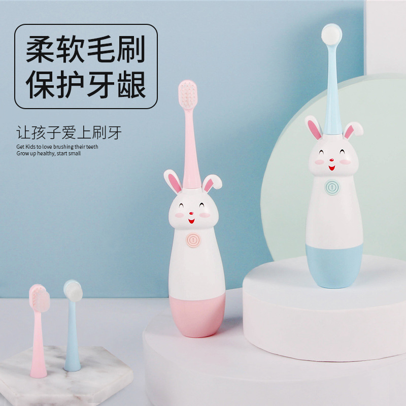 Children's Electric Toothbrush Baby Kidsren Infants 1-2-3-4-5-6-10 Years Old and Above One and a Half Years Old Soft Bristles