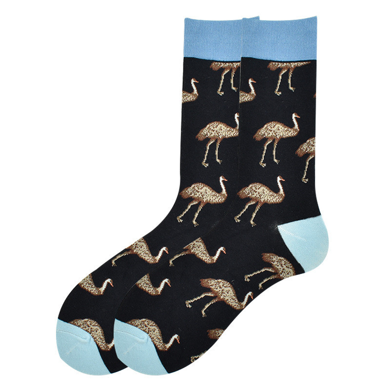 Popular Primavera, Otoño e Invierno moda media pantorrilla jacquard calcetines moda dibujos animados animal comida geométrica rayas fabricante