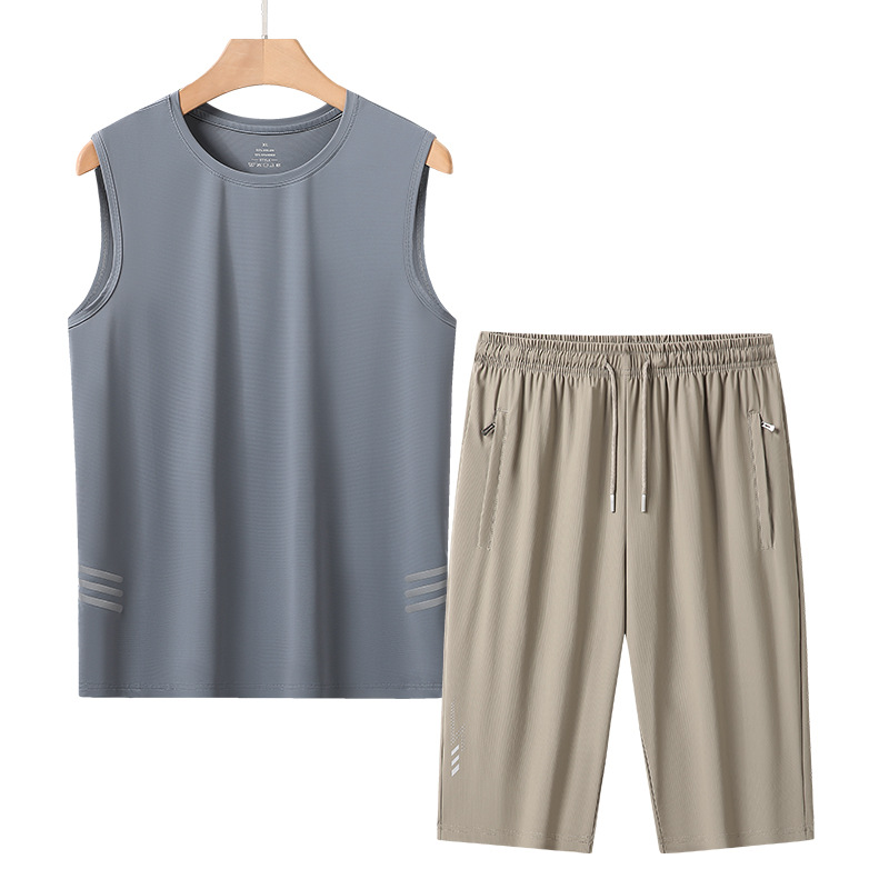 L - 8X verano chaleco de malla de hielo para hombre delgado camiseta de secado rápido para aumentar la camiseta deportiva pantalones cortos para hombres