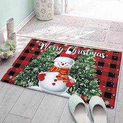 Cross-border Amazon Christmas Snowman Home Entrance Mat Cartoon Motorcycle Festival Decorative Carpet Anti-slip Wear-resistant