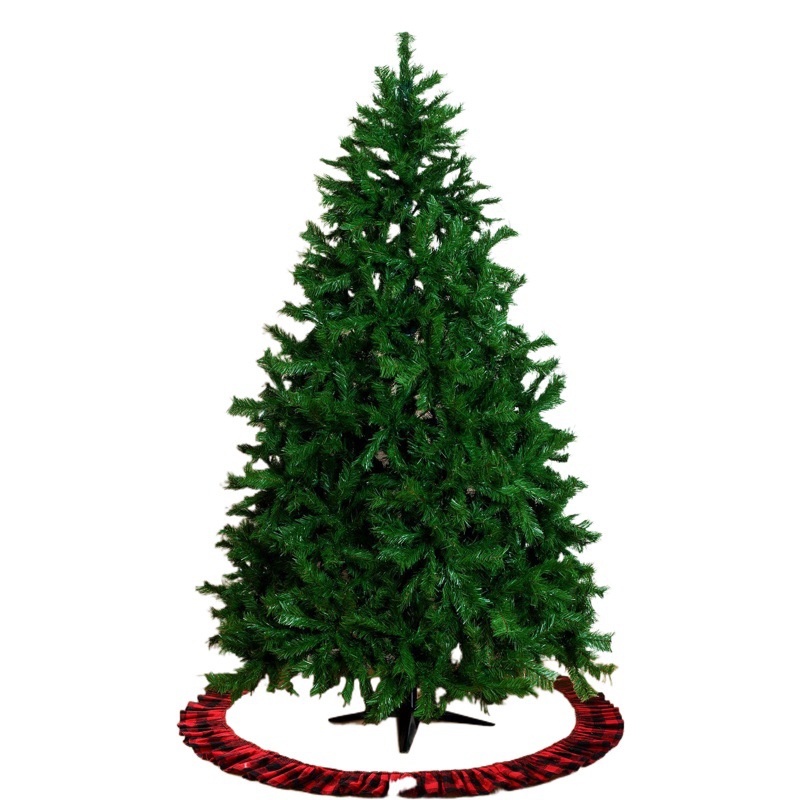 Cruzar la frontera nueva decoración del árbol de Navidad plisado negro y rojo Lino a cuadros árbol de Navidad falda de árbol de encaje