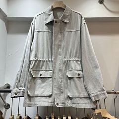 2025春夏の新型韓国版のゆったりした中の長さは腰を収めてデニムの上着を着ます。