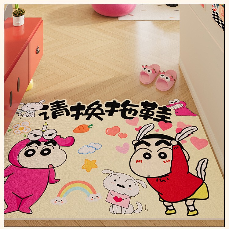 漫画の玄関ドアマット、拭いて洗えるPVC屋内汚れ防止フットマット、玄関ドアカーペット|undefined