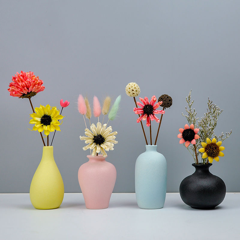 陶瓷小花瓶摆件干花装饰ins风马卡龙带套装组合创意简约插花批发|ru