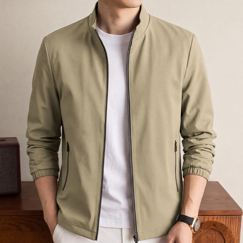 Casual Stand Collar Jacket 2026 Autumn New Solid Color Multi-Pocket Middle-Aged Casual Coat for Men