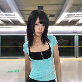 【260克人棉莫代尔】夏日纯欲风撞色假两件短袖T恤女修身百搭上衣