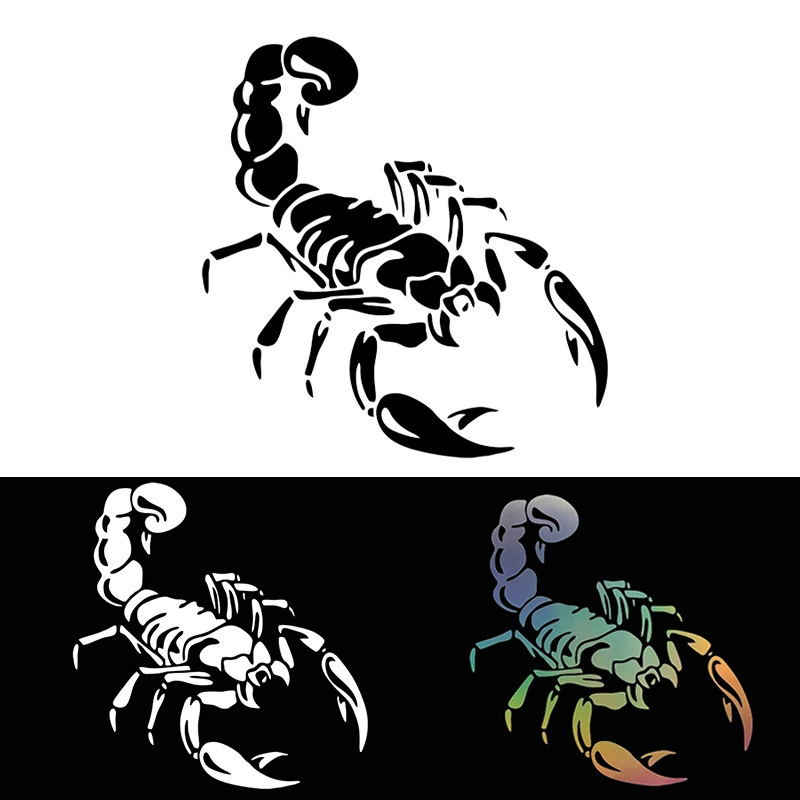 Персонализированная наклейка на автомобиль с изображением скорпиона, светоотражающая лазерная наклейка на окно автомобиля, заднее стекло, наклейка на бампер, водонепроницаемая