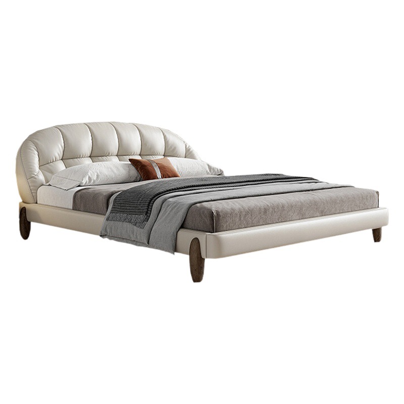 Cama de cuero minimalista italiano simple dormitorio principal 1,8 m cuero moderno simple Cama grande de alta gama suave bolsa doble cama de boda