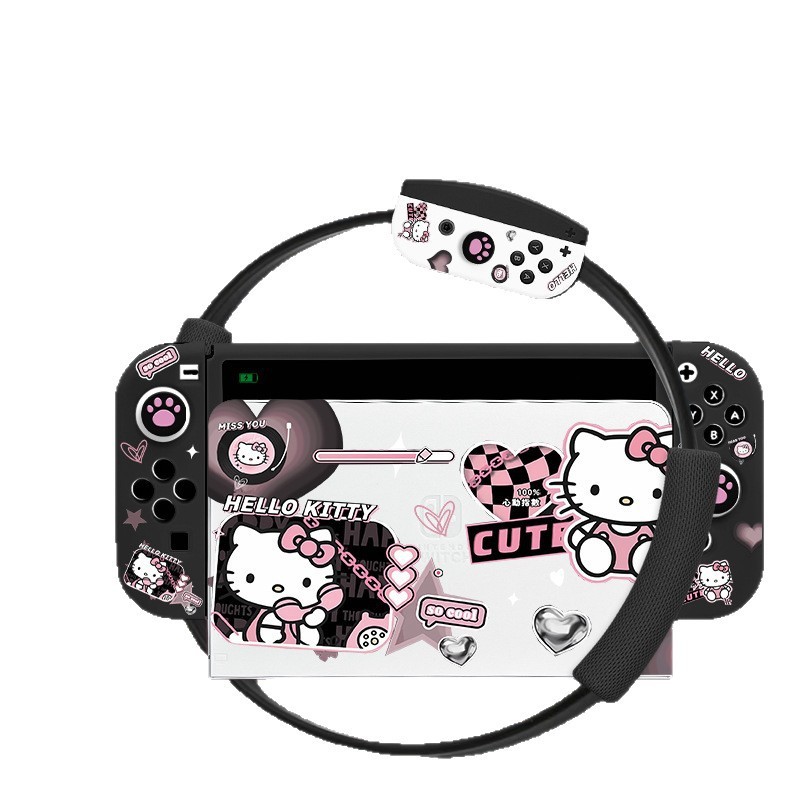 スイッチオール任天堂ゲームコンソール保護ケースシリコンソフトシェルジョイコン漫画子猫指紋防止軽くて薄い|undefined