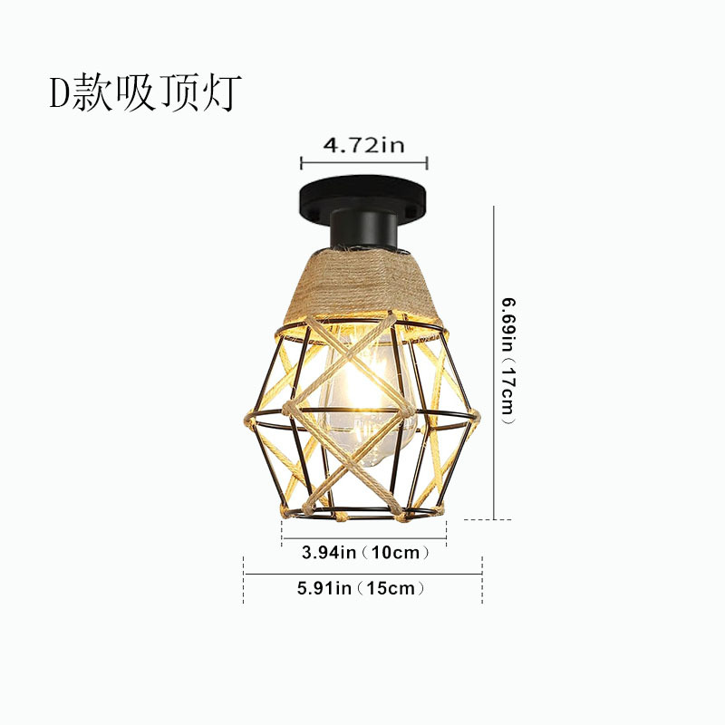 Lámpara de techo tejida a mano con cuerda de cáñamo de imitación estadounidense