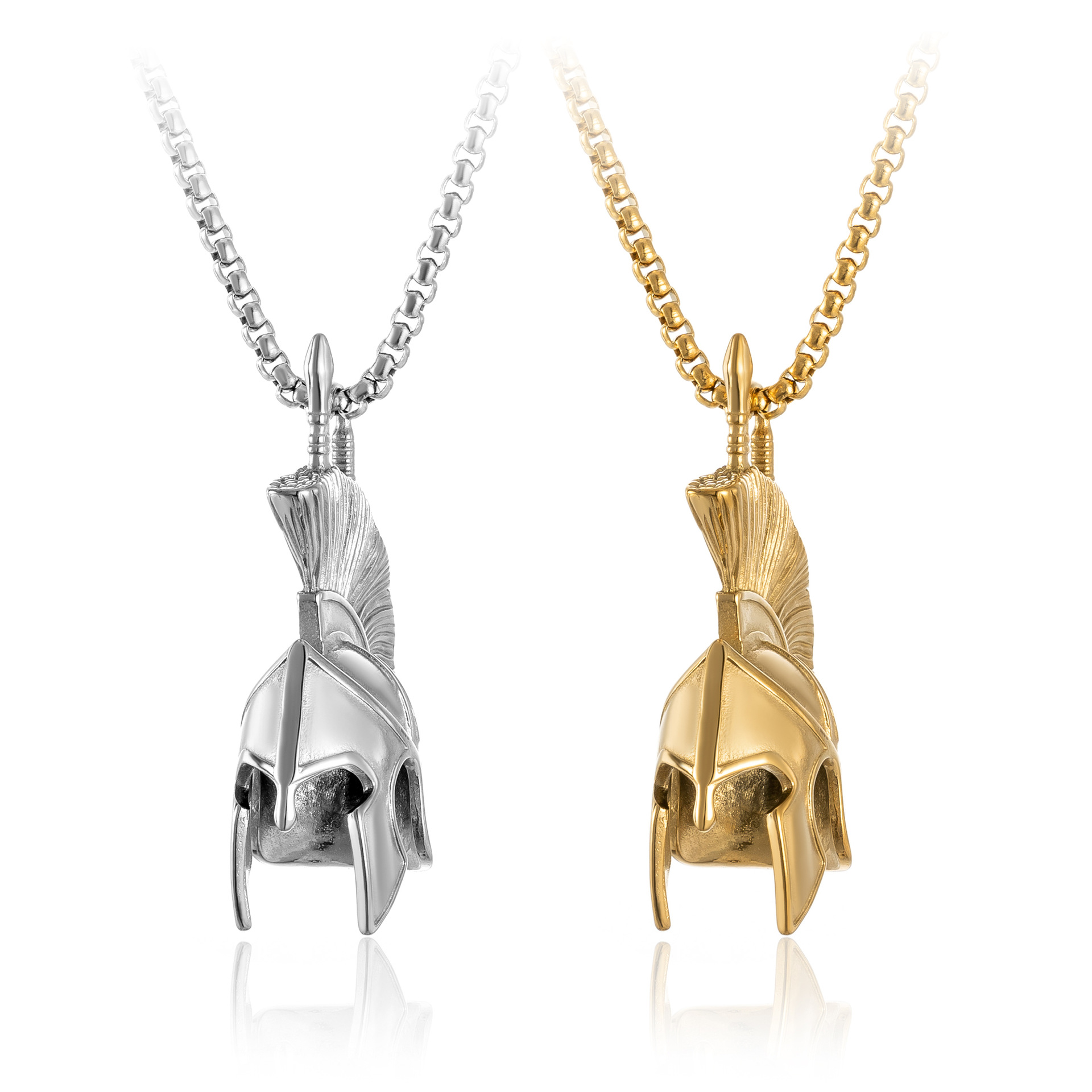 Personalized Spartan Warrior Helmet Pendant Necklace For Men_voghion.com
