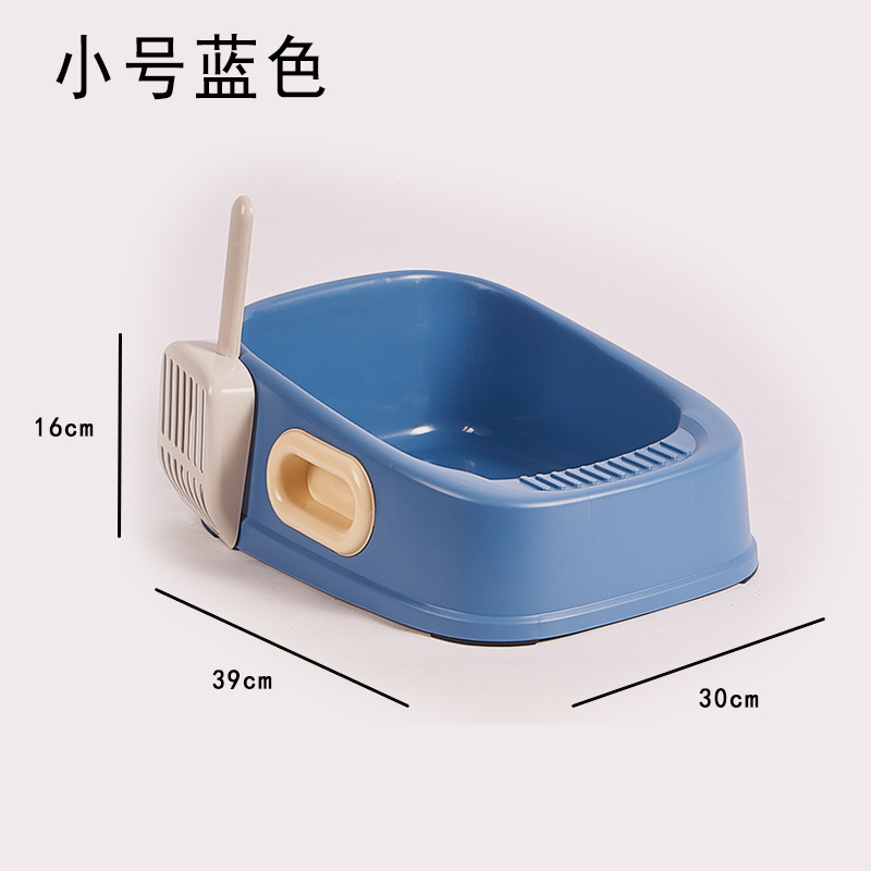 Caja de arena para gatos Manija de oreja de gran tamaño Inodoro de gato cuadrado Caja de arena para gatos de alta cubierta Caja de arena para gatos de estilo casero en stock al por mayor