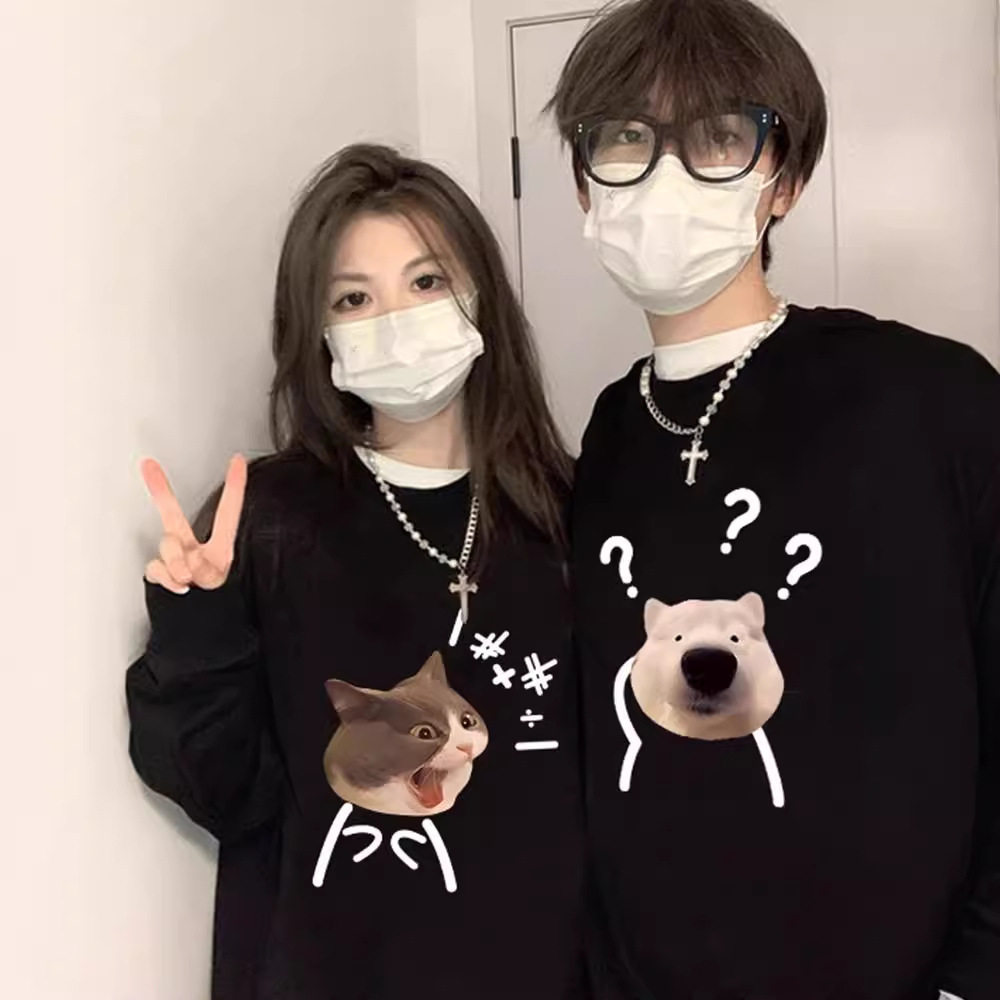 특별한 다른 인터넷 인기있는 슈퍼 인기 브랜드 커플 원피스 스웨트 셔츠 2024 새로운 느슨한 패션 봄과 가을 재킷