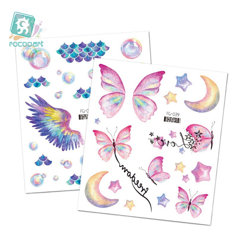 Parche de tatuaje de mariposa de brillo de color de Ricalong Parche de maquillaje de festival de música de sentido avanzado Parche de cara de la princesa del Día del Niño