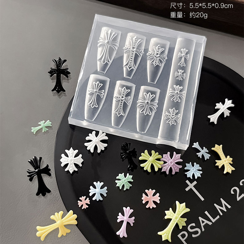 Internet-Famous High-Transparency Silicone Mold Cross-Shaped DIY Nail Art Tool for Creating 3D Designs and Embossed Patterns