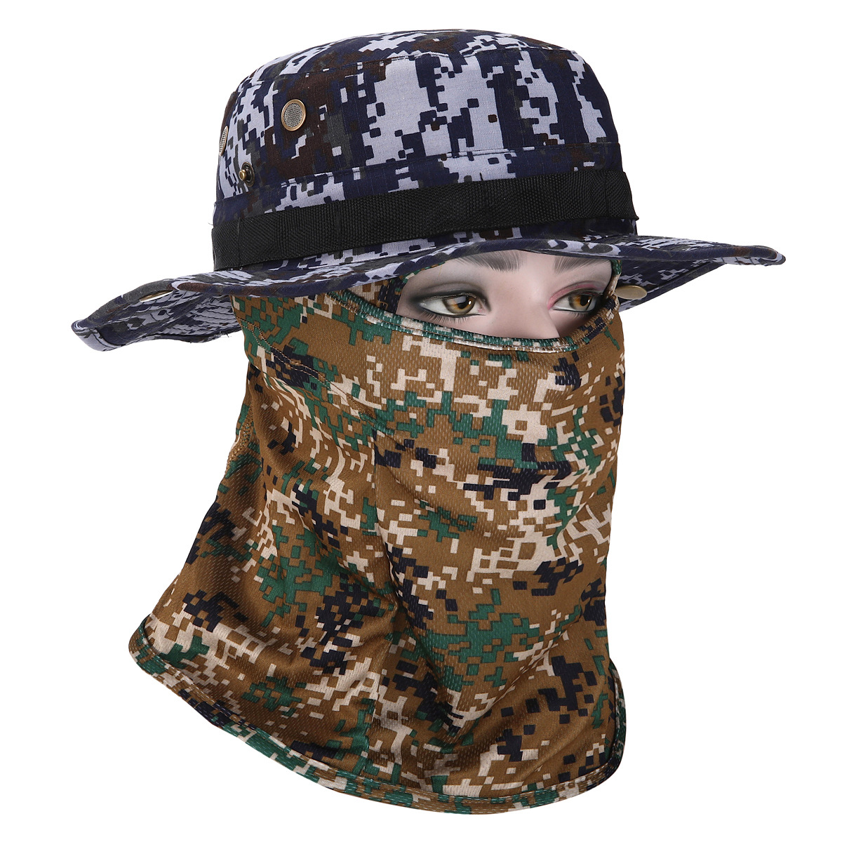 Sombrero de camuflaje con ala ancha al aire libre sombrero Benni sombrero de camuflaje para fanáticos militares sombrero de alpinismo de pesca protector solar sombrero de pescador transpirable hombre