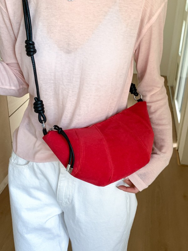Bolso Bandolera Tipo Dumpling de PU con Costuras para Uso Diario