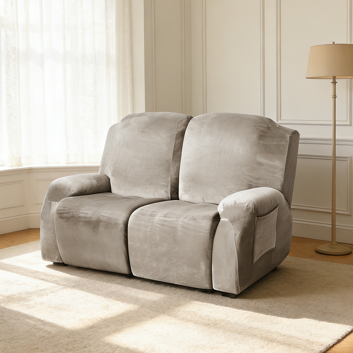 Transfronterizo spot al por mayor de color sólido elástico plata de lana de Fox Chivas sofá cubierta todo incluido grueso Chivas sillón cubierta