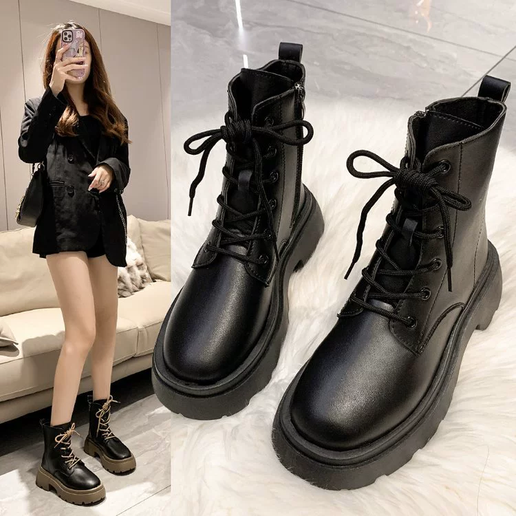 Ботинки Martin, женские осенние 2023, новые женские одиночные сапоги в британском стиле на толстой подошве, модные повседневные женские сапоги в стиле ретро