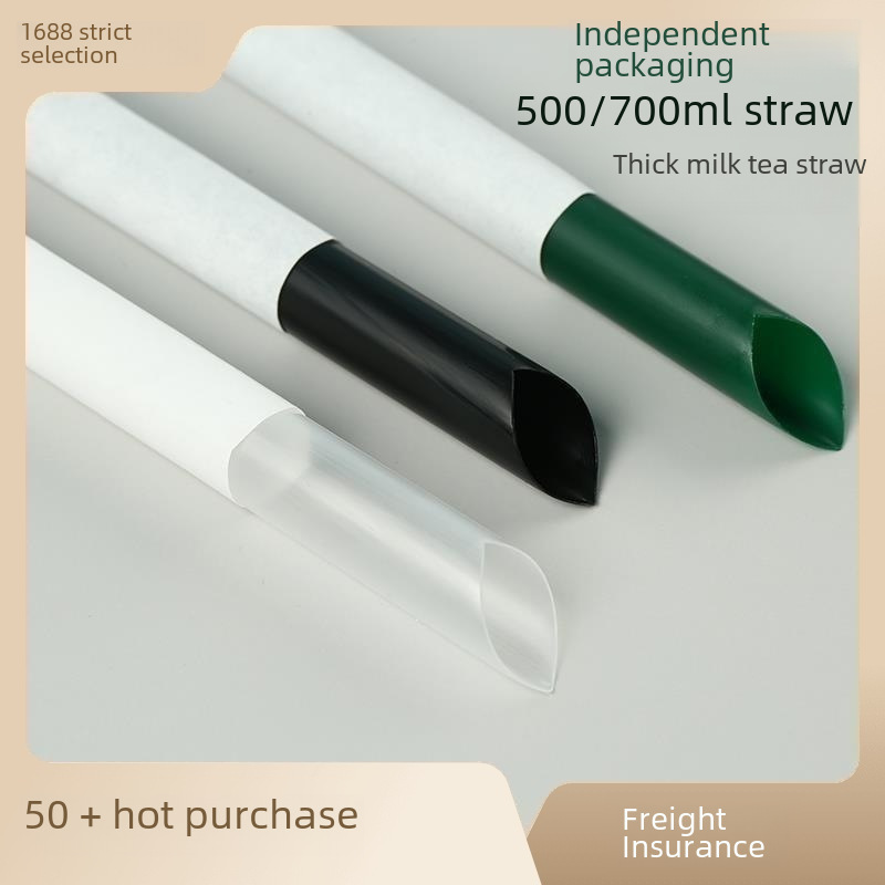 Wholesale disposable paper bag bubble tea straw thickened plastic juice drink high quality food grade milk tea tube